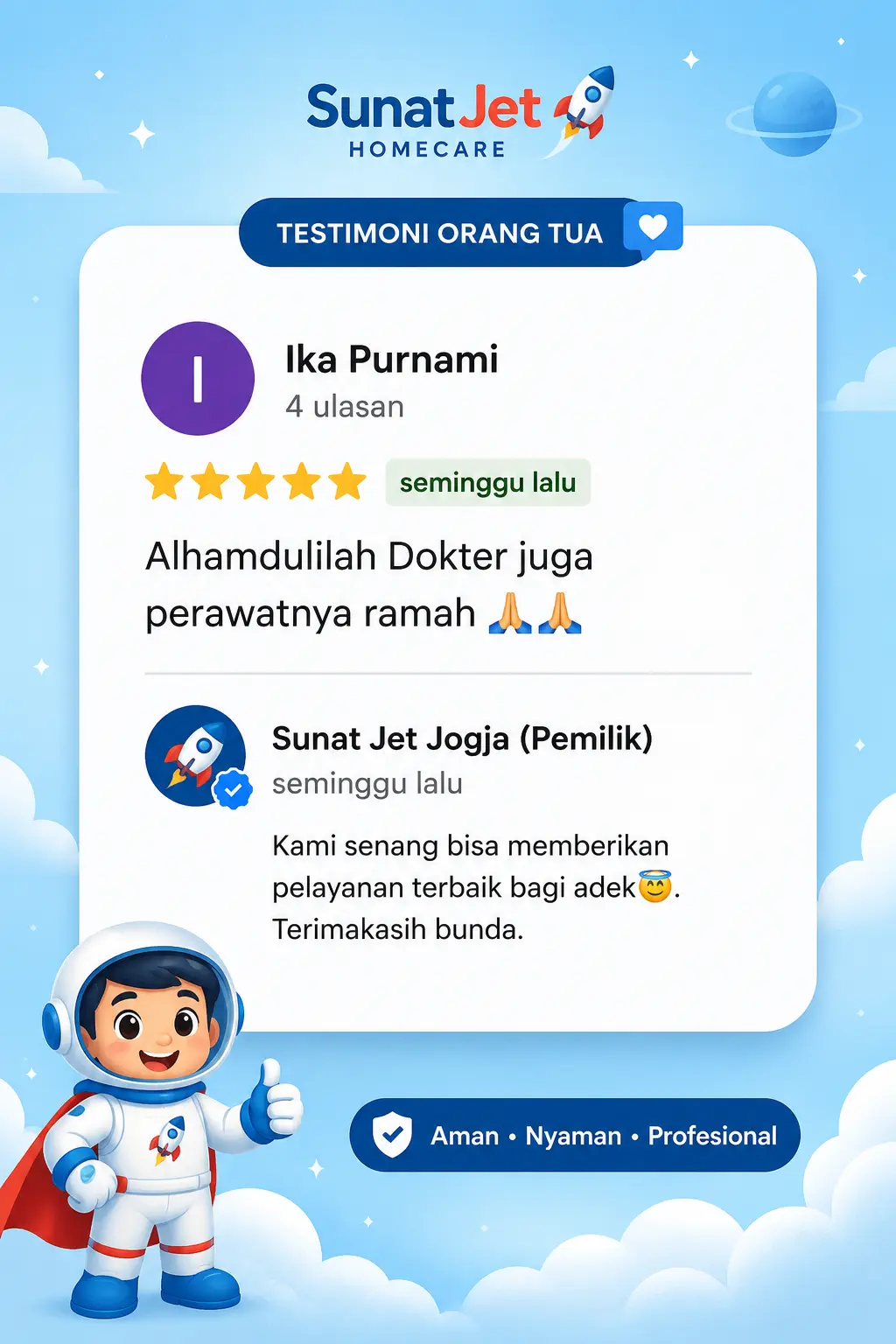 Testimoni orang tua pasien sunat homecare Jogja 1