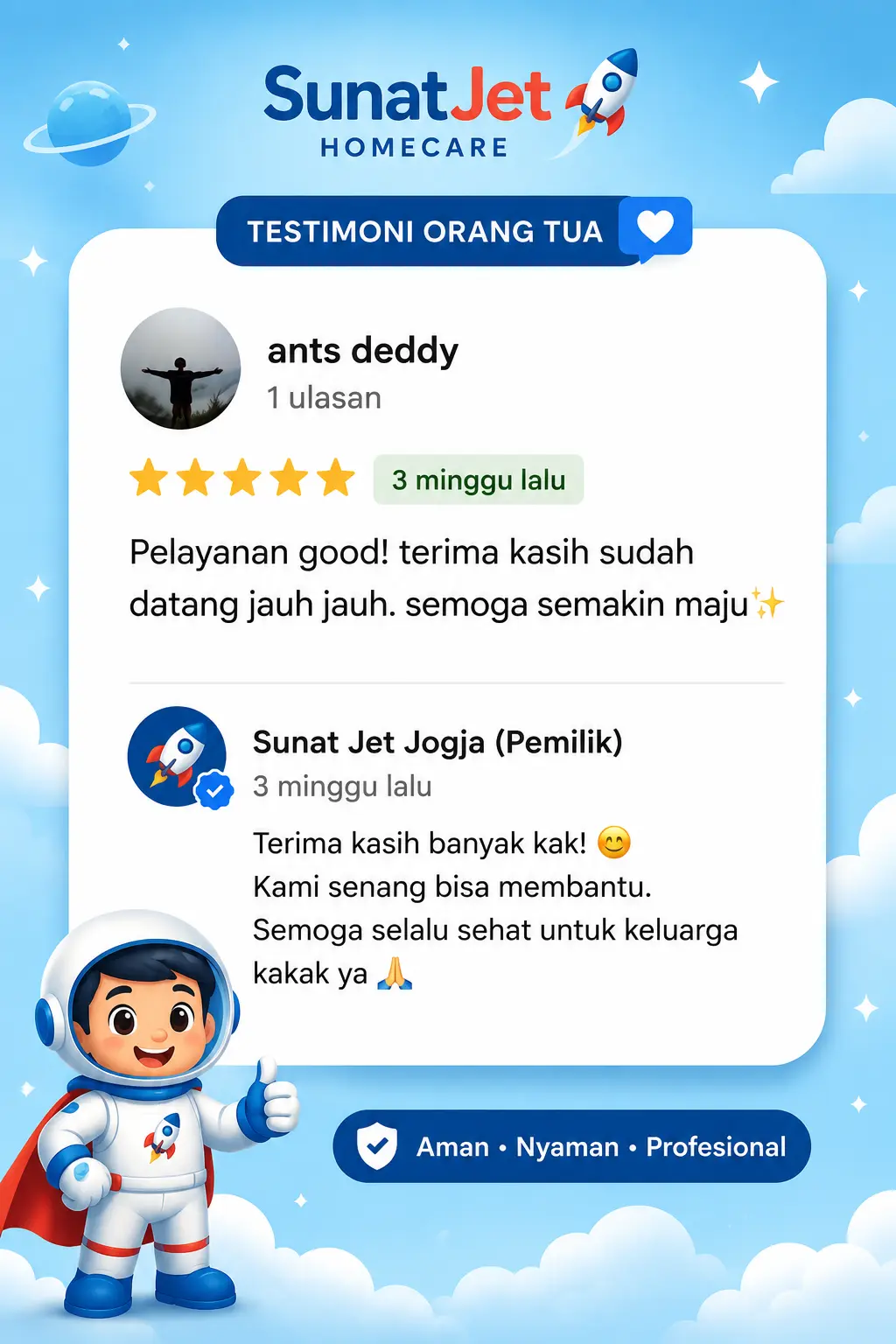 Testimoni orang tua pasien sunat homecare Jogja 2